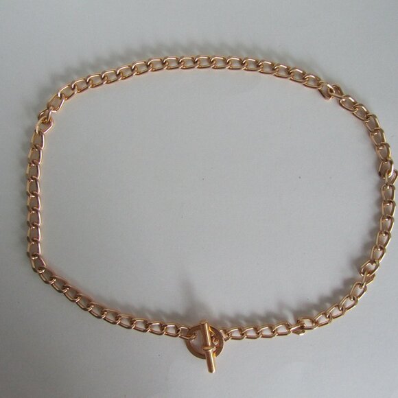 Toggle Clasp Curb Link Eloxal Gold Tone Metal Vintage Belt Chic Retro Belt - Picture 2 of 11